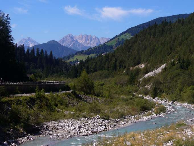 Piave, Blick Richtung Cinque Torri und Marmolada